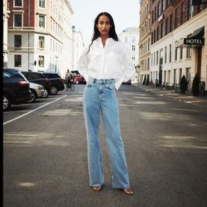 ZARA ZW the 90s full length jeans light blue (high waisted wide leg jeans) size4